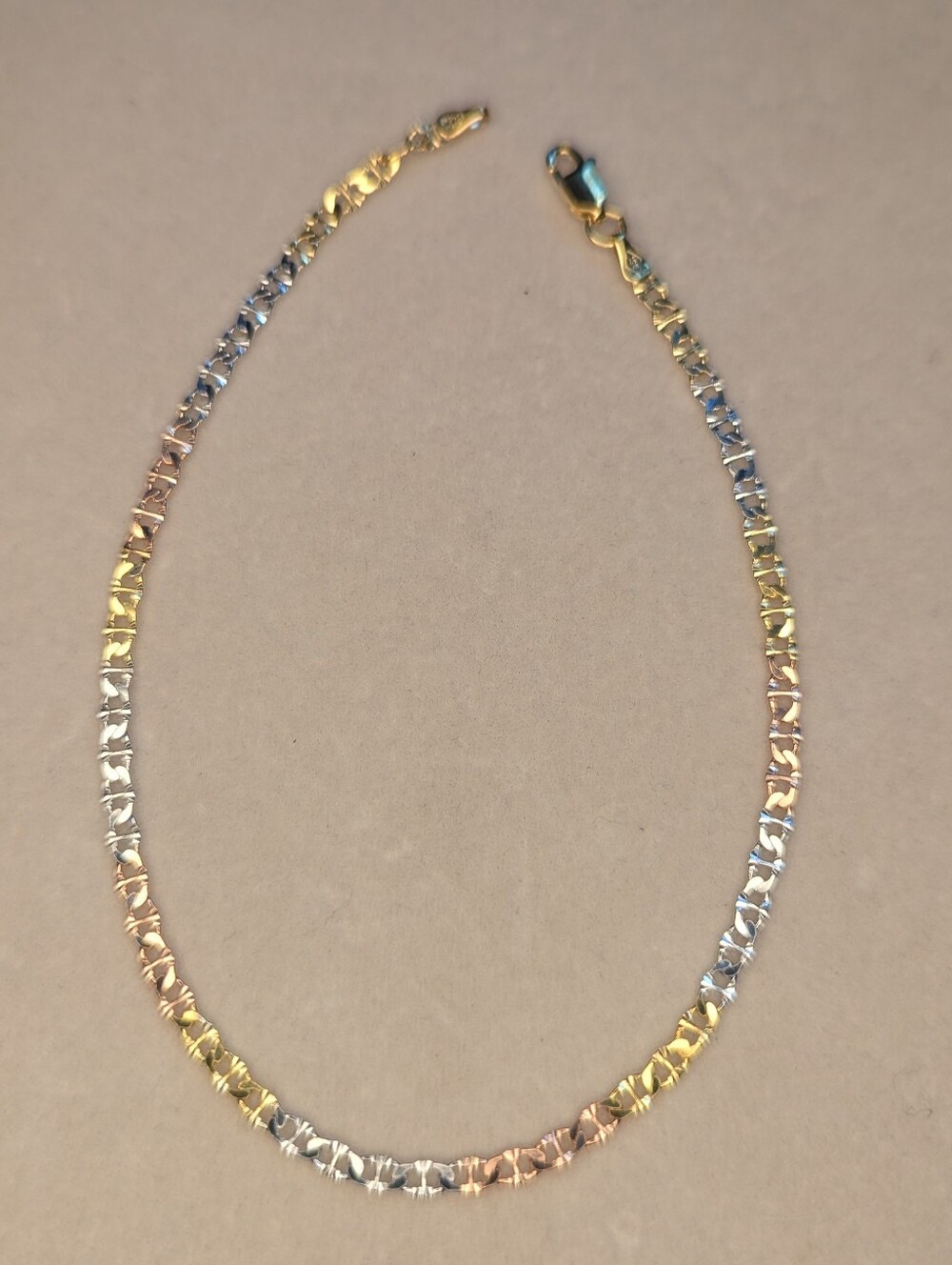 18k Tri Color Brazilian Gold Filled Anklet 10" - W082626-1